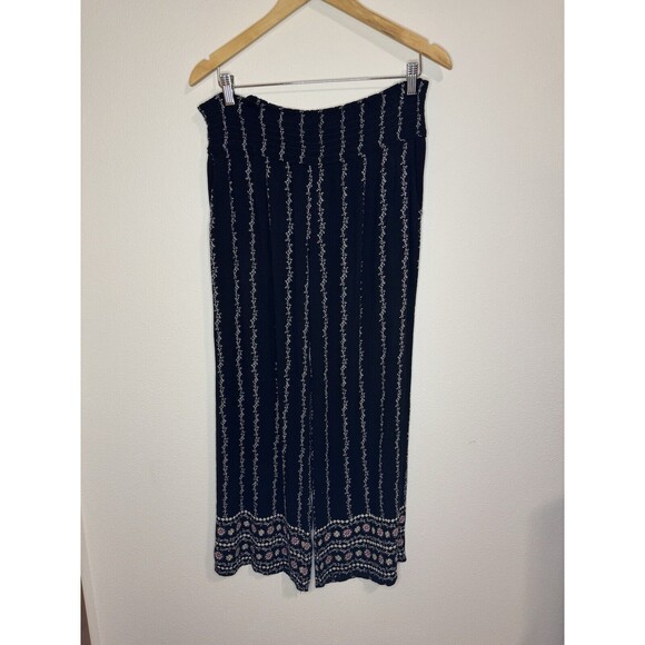 Three Dots Pants Rayon Crepe Large L Beach BOHO Pull-On Smock Waist Black EUC - Picture 1 of 7